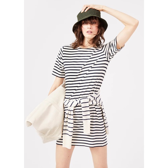 KULE The Tee Dress Navy Cream XS striped short sleeve‎ nautical preppy academia - Picture 7 of 13